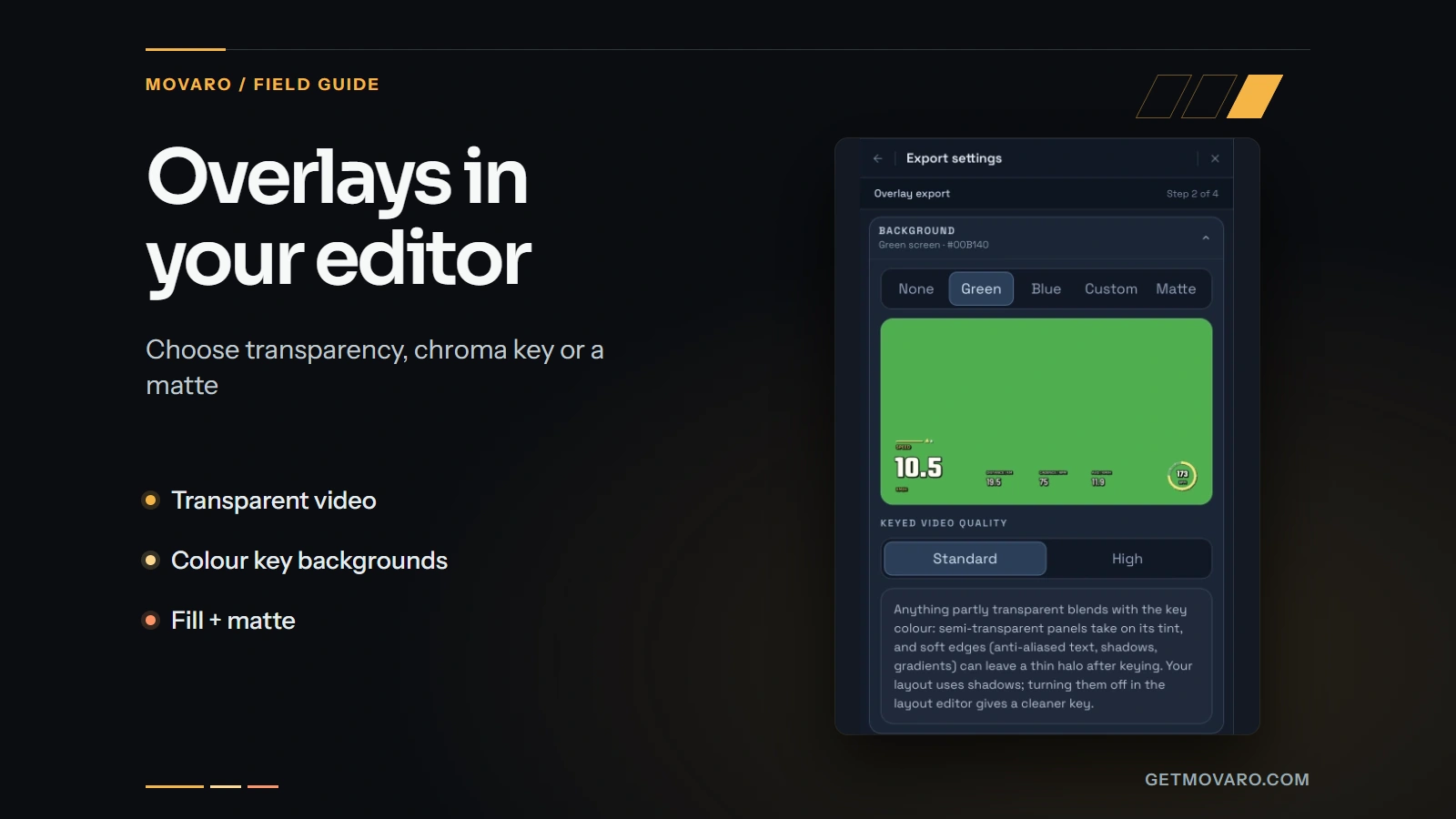 Use Movaro overlays in your existing video editor