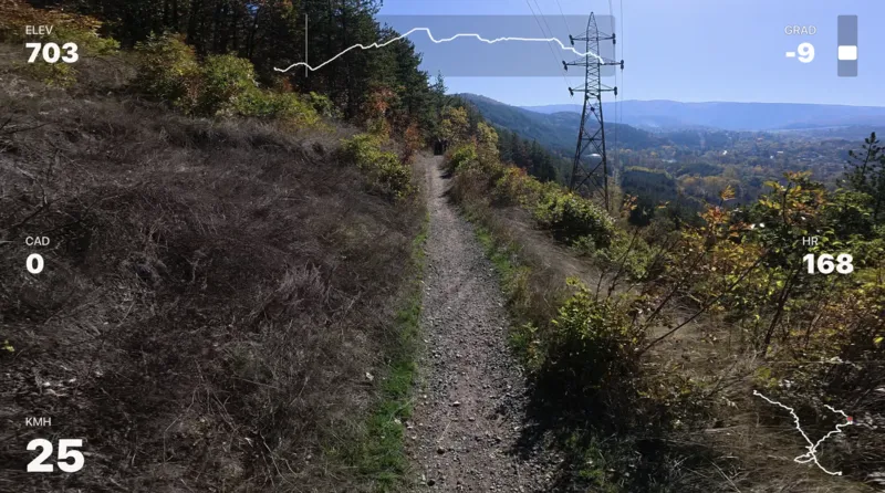 clean cycling video overlay with route and speed